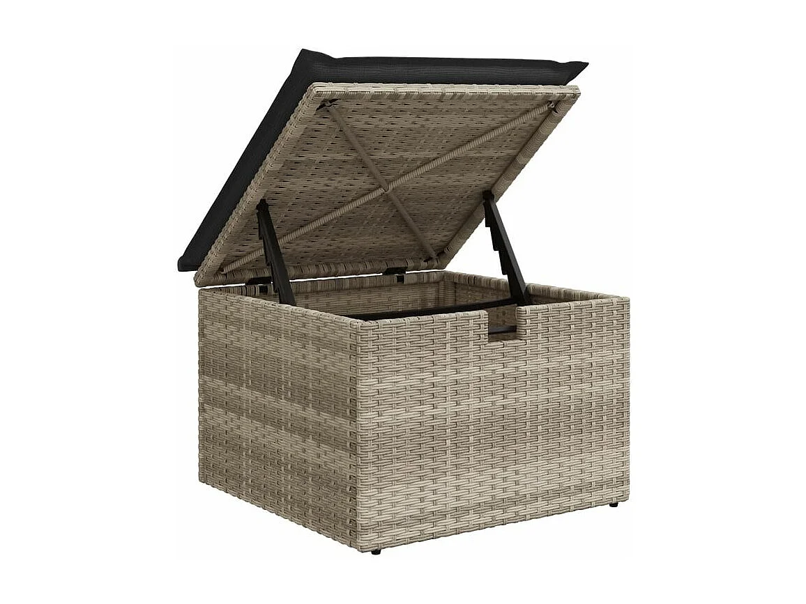 Salon de jardin 5 pcs avec coussins gris clair résine tressée