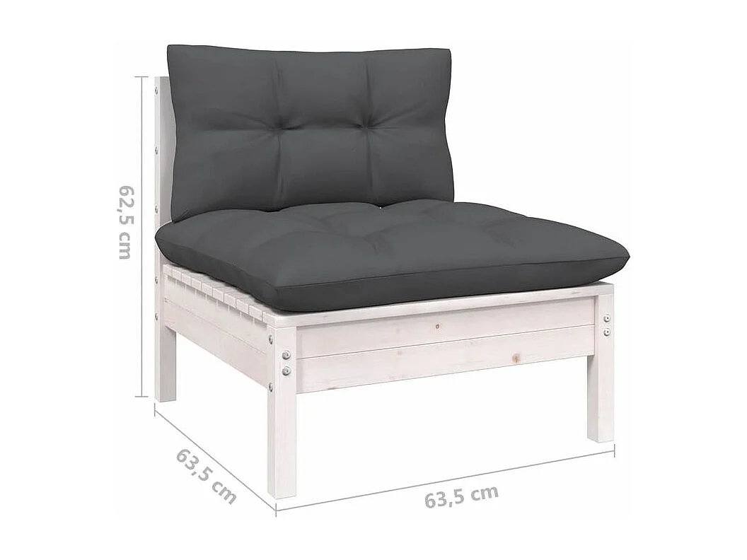 Salon de jardin 13 pcs avec coussins anthracite bois de pin