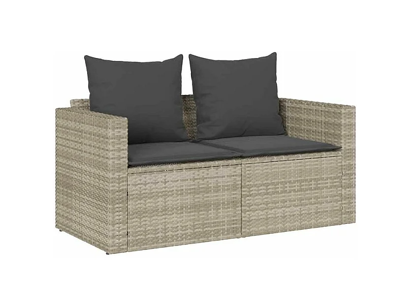 Salon de jardin 5 pcs coussins empilable gris clair polyrotin