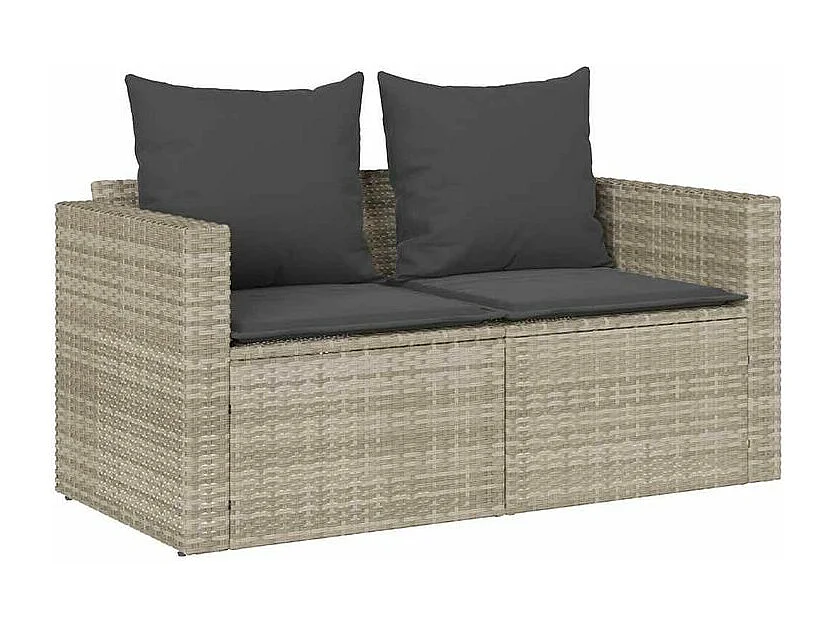 Salon de jardin 5 pcs coussins empilable gris clair polyrotin