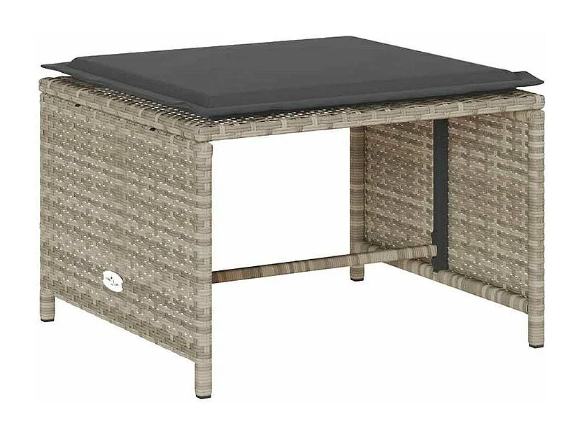 Salon de jardin 5 pcs coussins empilable gris clair polyrotin