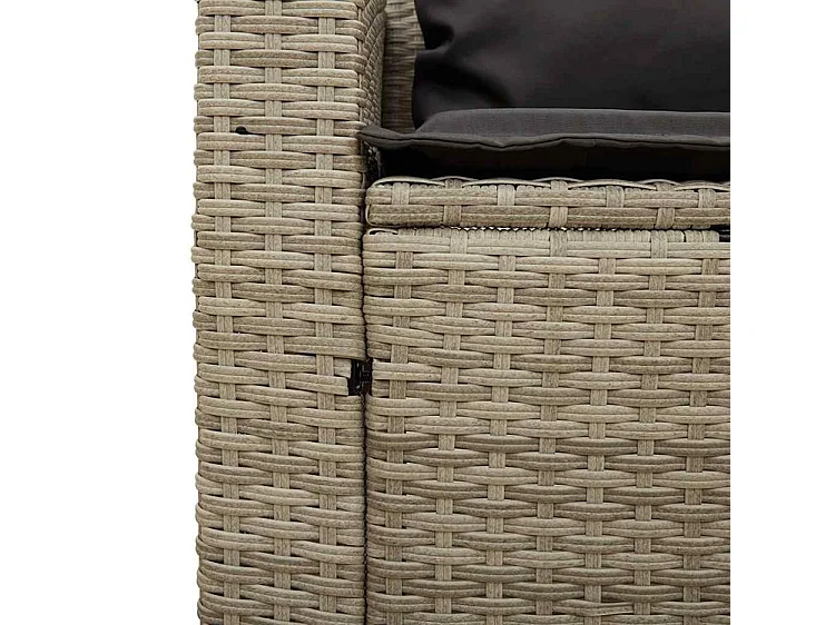 Salon de jardin 5 pcs coussins empilable gris clair polyrotin