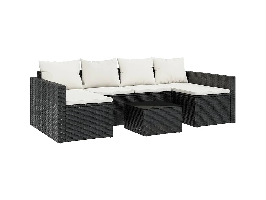 Salon de jardin 2 pcs avec coussins Noir Résine tressée