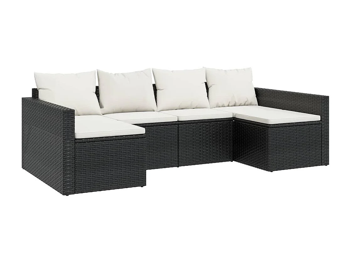 Salon de jardin 2 pcs avec coussins Noir Résine tressée