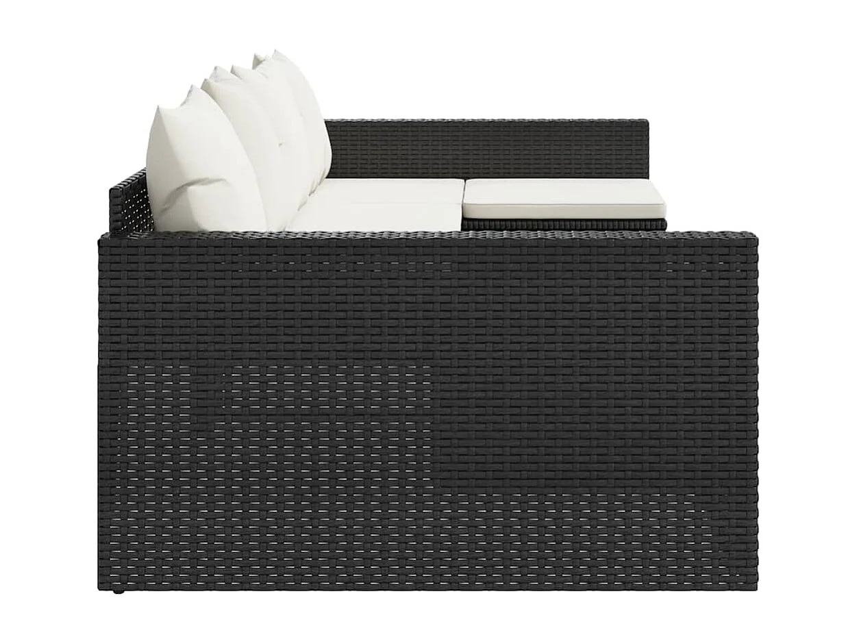 Salon de jardin 2 pcs avec coussins Noir Résine tressée