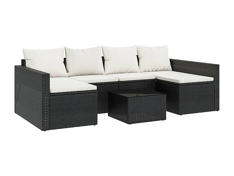 Salon de jardin 2 pcs avec coussins Noir Résine tressée