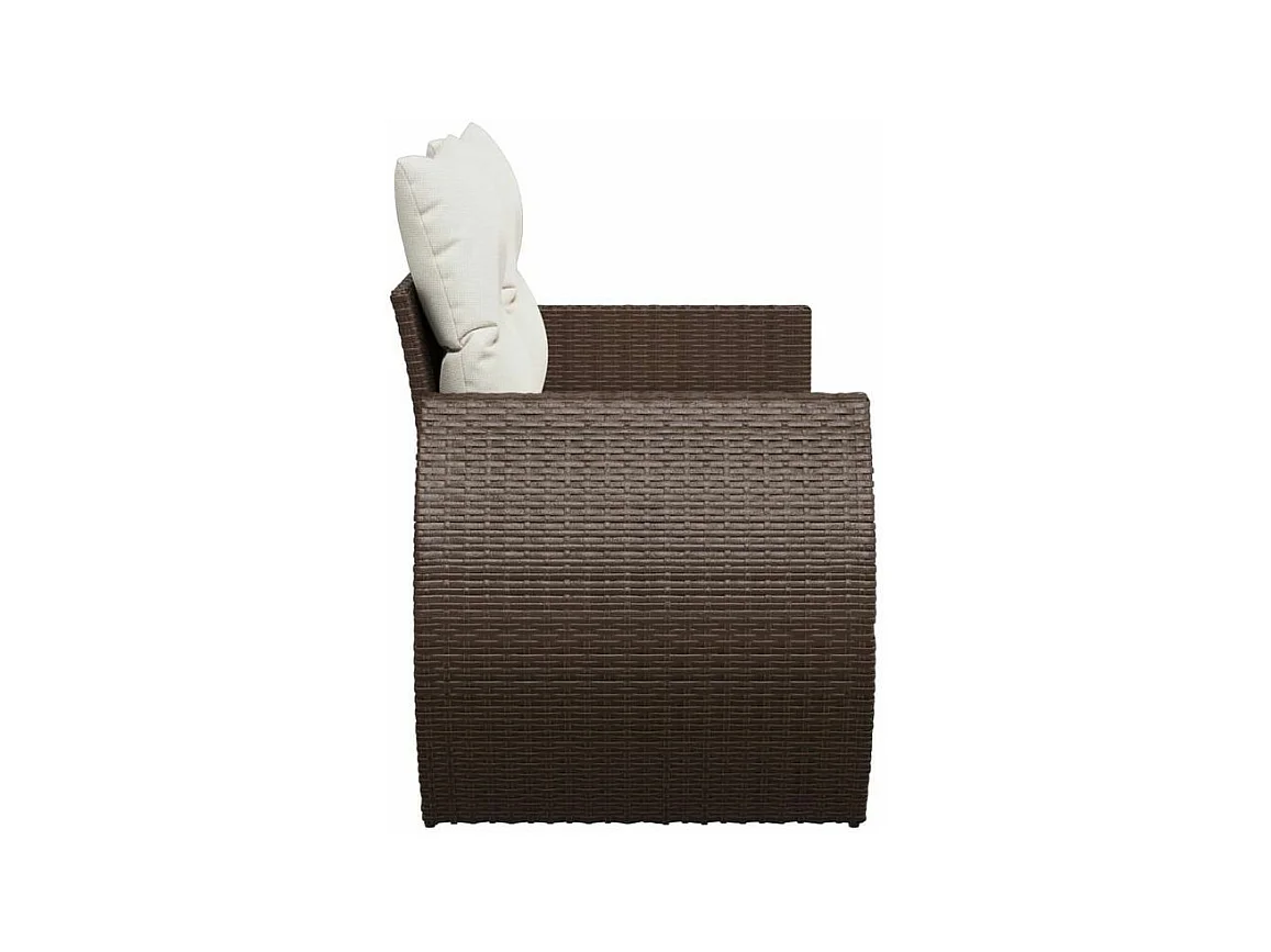 Canapé de jardin avec coussins 2 places marron résine tressée