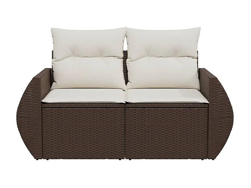 Canapé de jardin avec coussins 2 places marron résine tressée