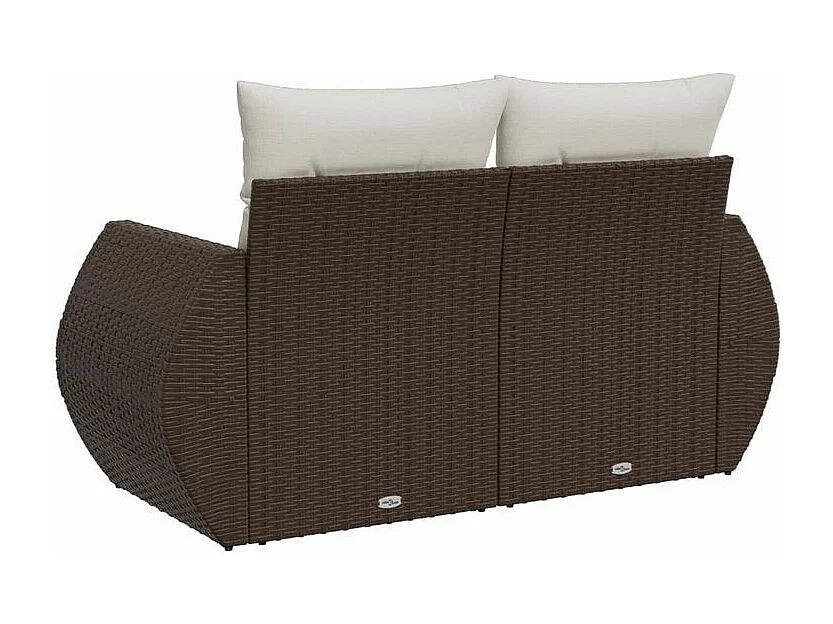 Canapé de jardin avec coussins 2 places marron résine tressée