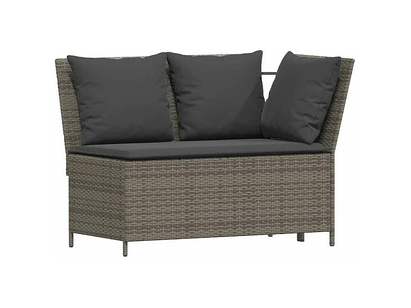 Ensemble à manger jardin 4pcs et coussins Gris Résine tressée