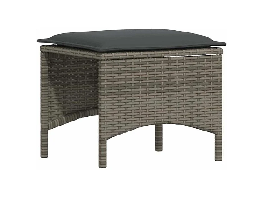 Ensemble à manger jardin 4pcs et coussins Gris Résine tressée