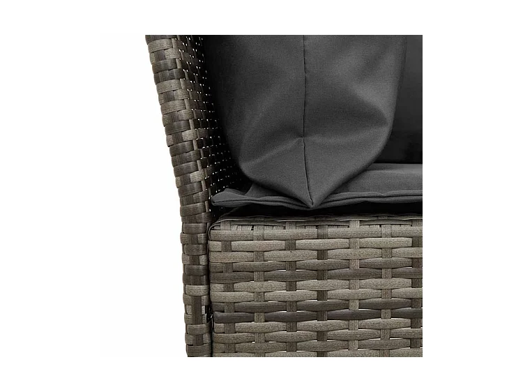 Ensemble à manger jardin 4pcs et coussins Gris Résine tressée