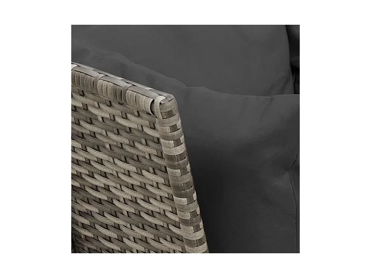 Ensemble à manger jardin 4pcs et coussins Gris Résine tressée