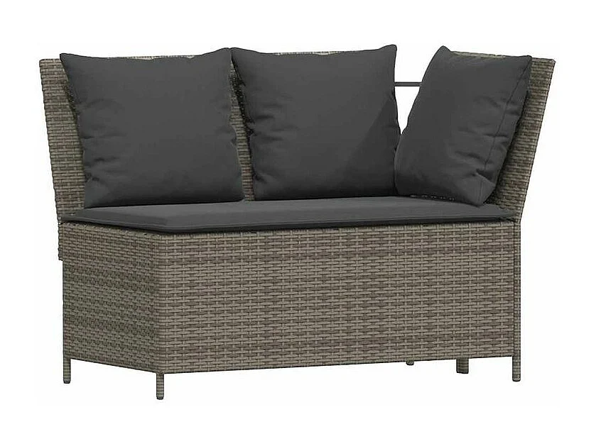 Ensemble à manger jardin 4pcs et coussins Gris Résine tressée
