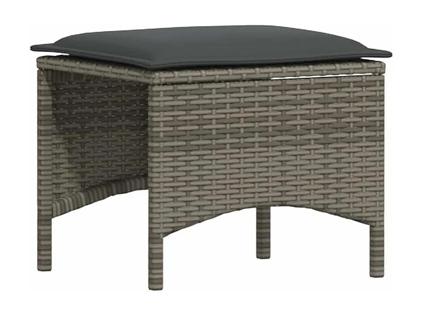 Ensemble à manger jardin 4pcs et coussins Gris Résine tressée