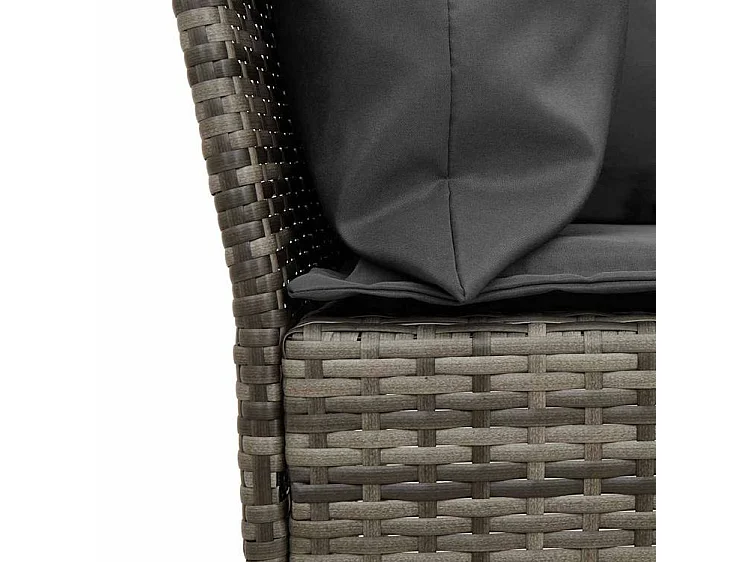 Ensemble à manger jardin 4pcs et coussins Gris Résine tressée