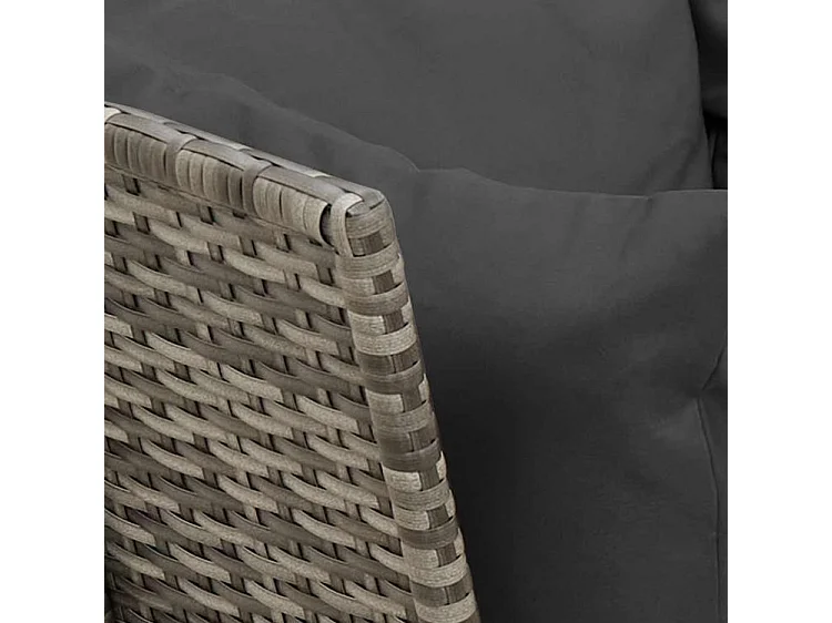 Ensemble à manger jardin 4pcs et coussins Gris Résine tressée