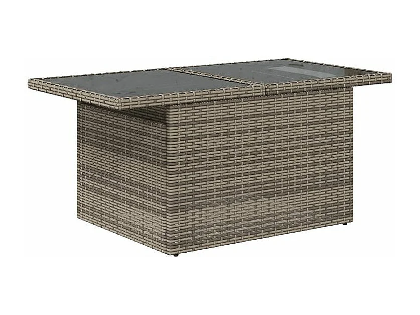 Salon de jardin avec coussins 2pcs gris résine tressée et verre