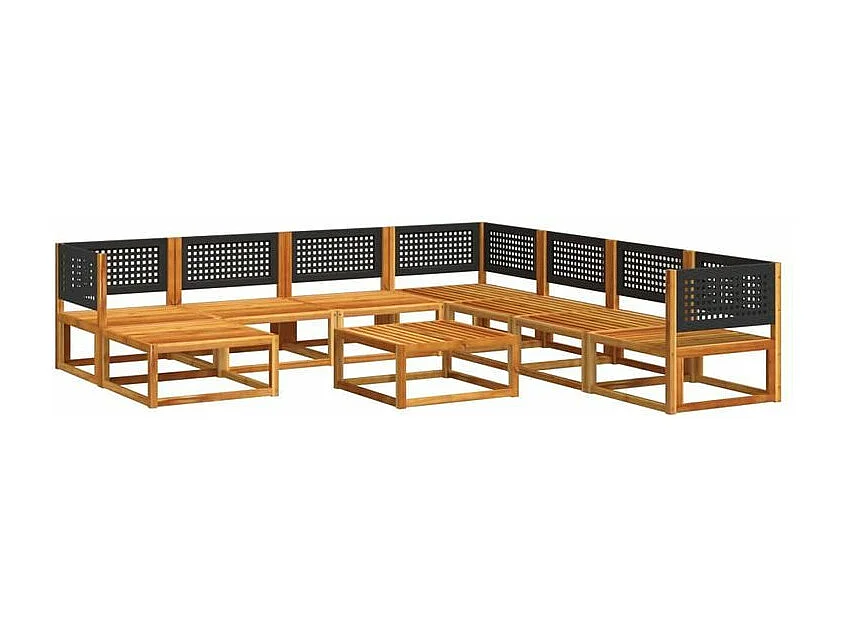 Salon de jardin avec coussins 9 pcs bois massif d'acacia