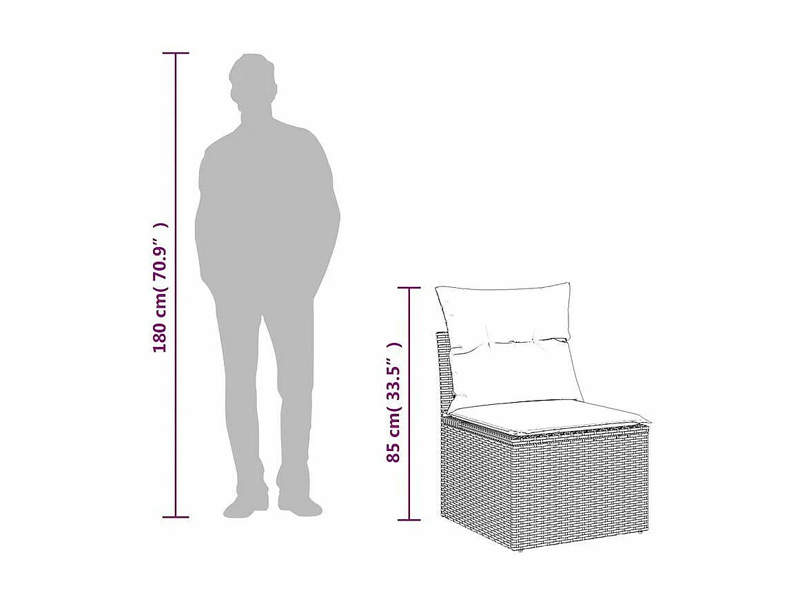 Salon de jardin 2 pcs avec coussins gris résine tressée acacia