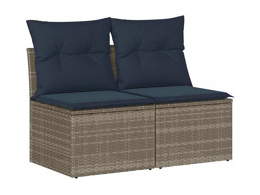 Salon de jardin 2 pcs avec coussins gris résine tressée acacia