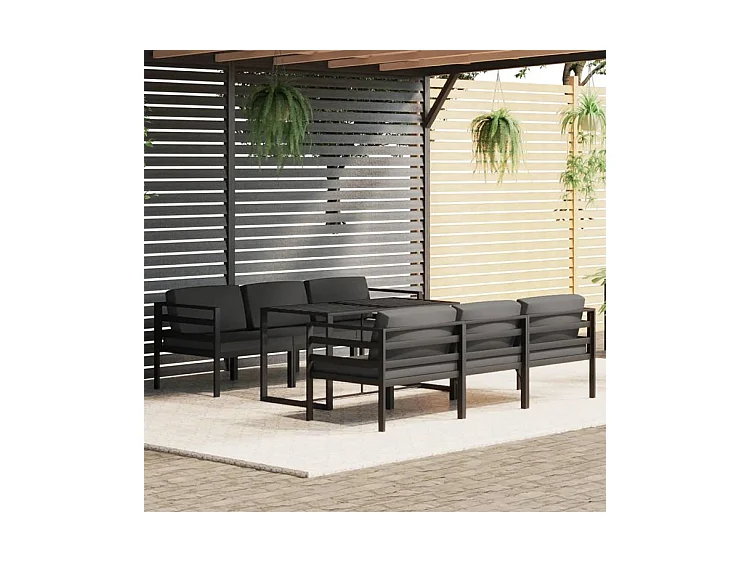 Salon de jardin 7 pcs avec coussins Aluminium Anthracite