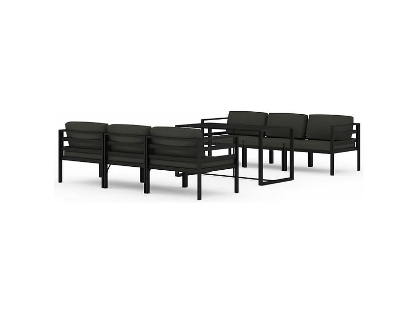 Salon de jardin 7 pcs avec coussins Aluminium Anthracite