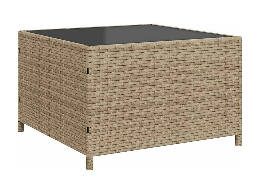 Canapé de jardin avec table et coussins en forme de L beige