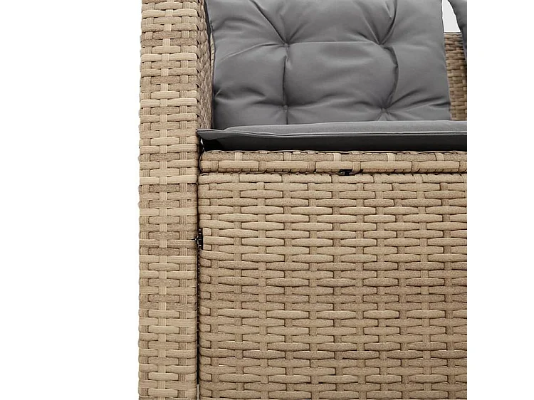 Canapé de jardin avec table et coussins en forme de L beige