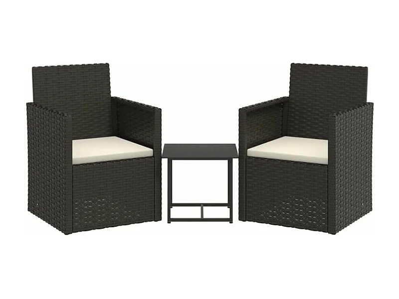 Set de 3 canapés d'extérieur et coussins Noir Résine tressée