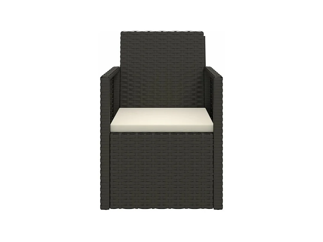 Set de 3 canapés d'extérieur et coussins Noir Résine tressée