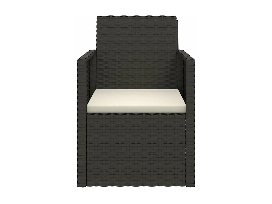 Set de 3 canapés d'extérieur et coussins Noir Résine tressée