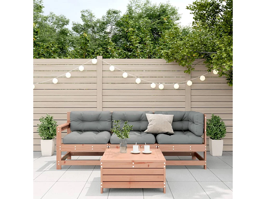 Salon de jardin 4 pcs avec coussins bois massif douglas
