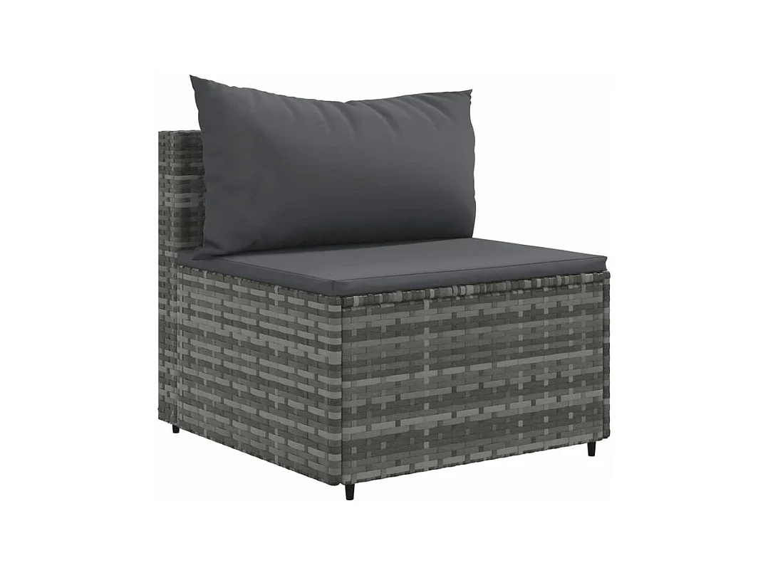 Salon de jardin 5 pcs avec coussins Gris Résine tressée