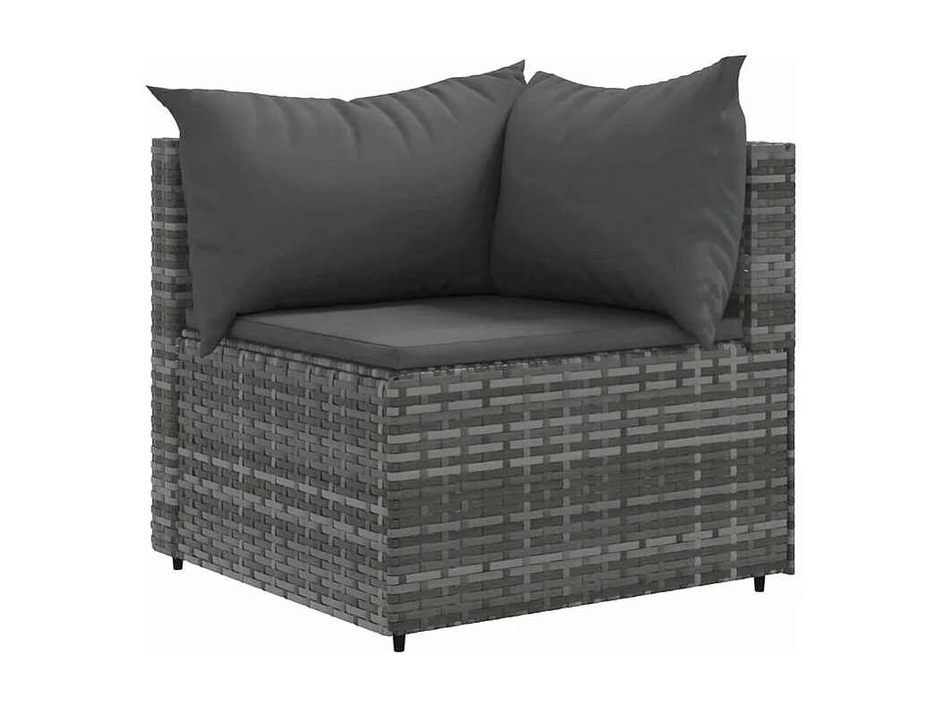 Salon de jardin 5 pcs avec coussins Gris Résine tressée