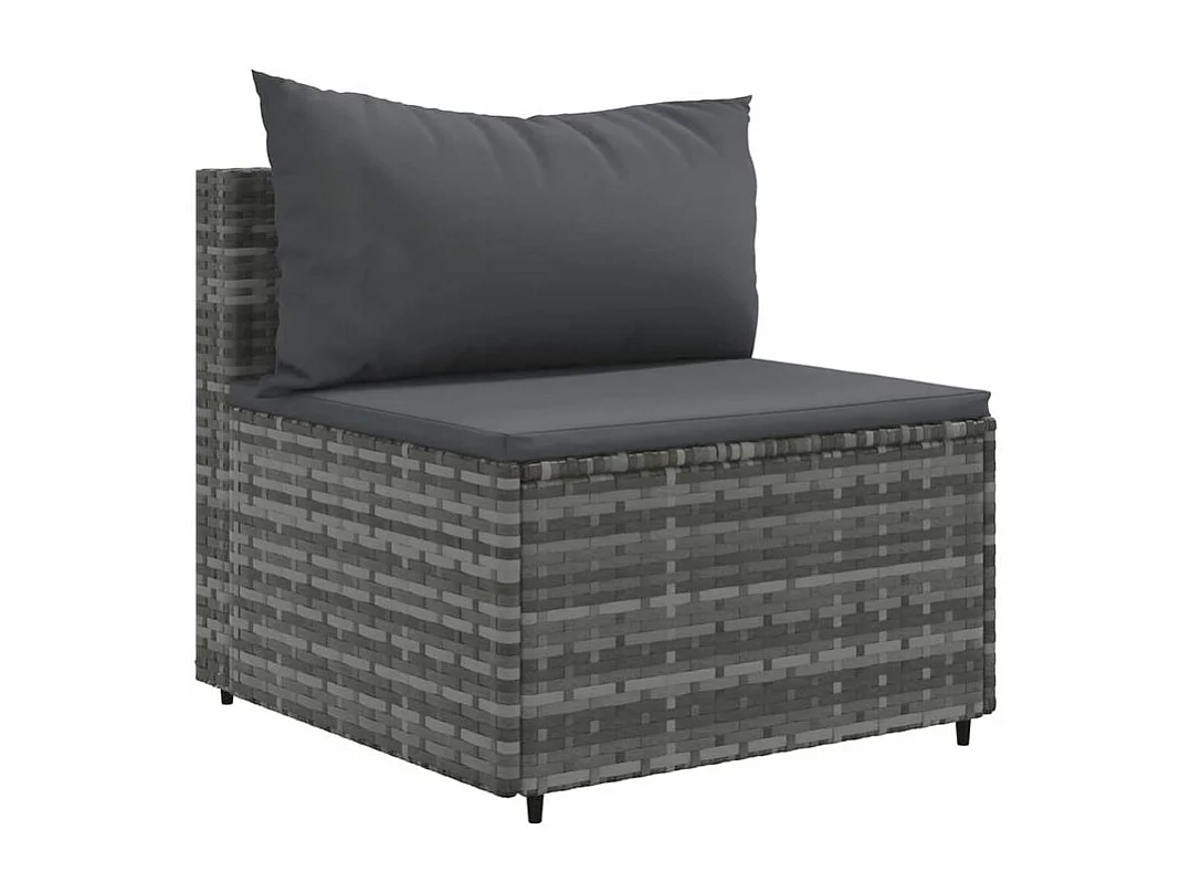 Salon de jardin 5 pcs avec coussins Gris Résine tressée