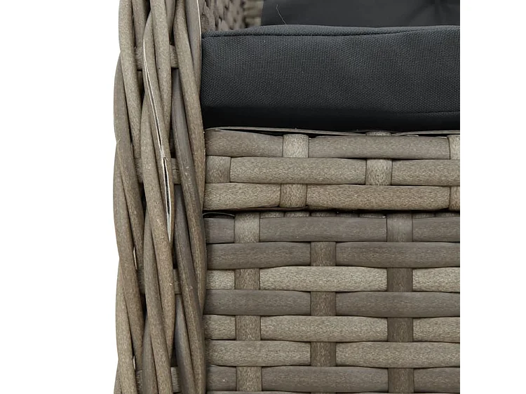 Ensemble à manger de jardin 3 pcs coussins gris résine tressée