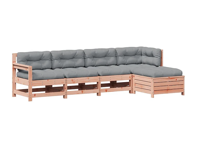 Salon de jardin 5 pcs avec coussins bois massif douglas