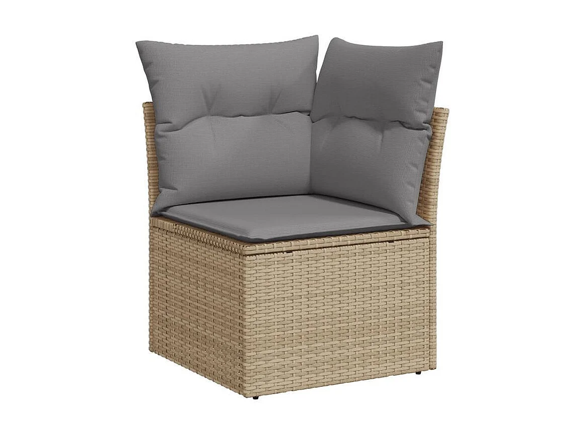 Salon de jardin avec coussins 8 pcs beige résine tressée
