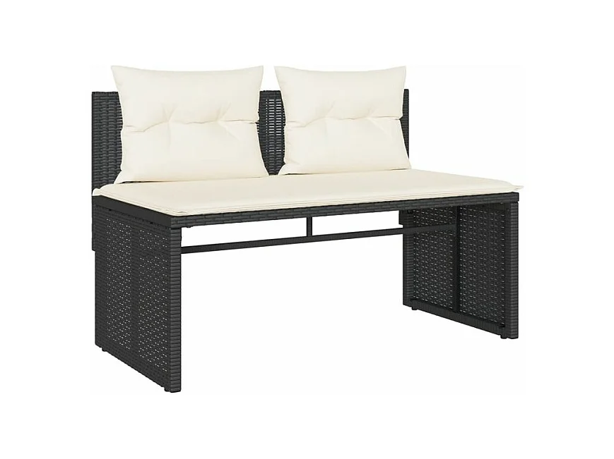 Salon de jardin 4 pcs avec coussins noir résine tressée