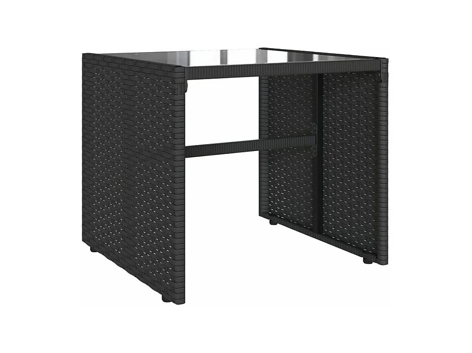 Salon de jardin 4 pcs avec coussins noir résine tressée