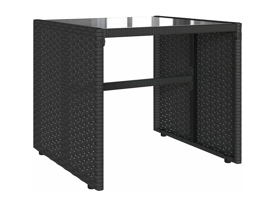 Salon de jardin 4 pcs avec coussins noir résine tressée