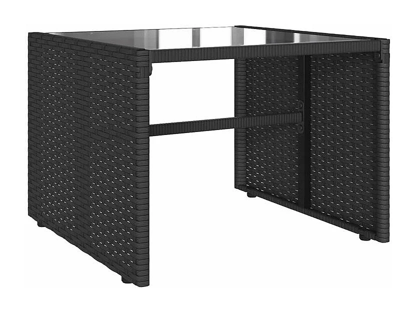 Salon de jardin 4 pcs avec coussins noir résine tressée