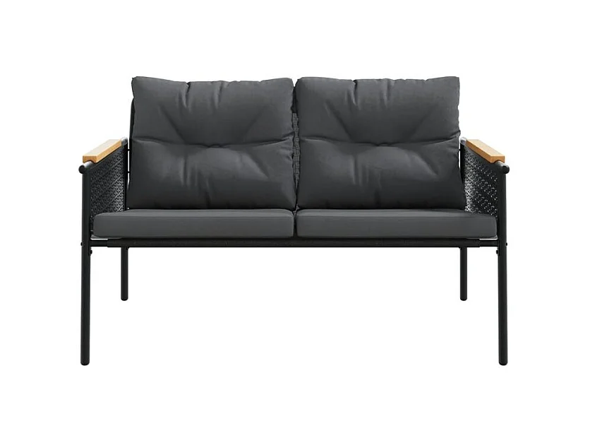 Ensemble de meubles de balcon avec coussins 5 pcs noir acier