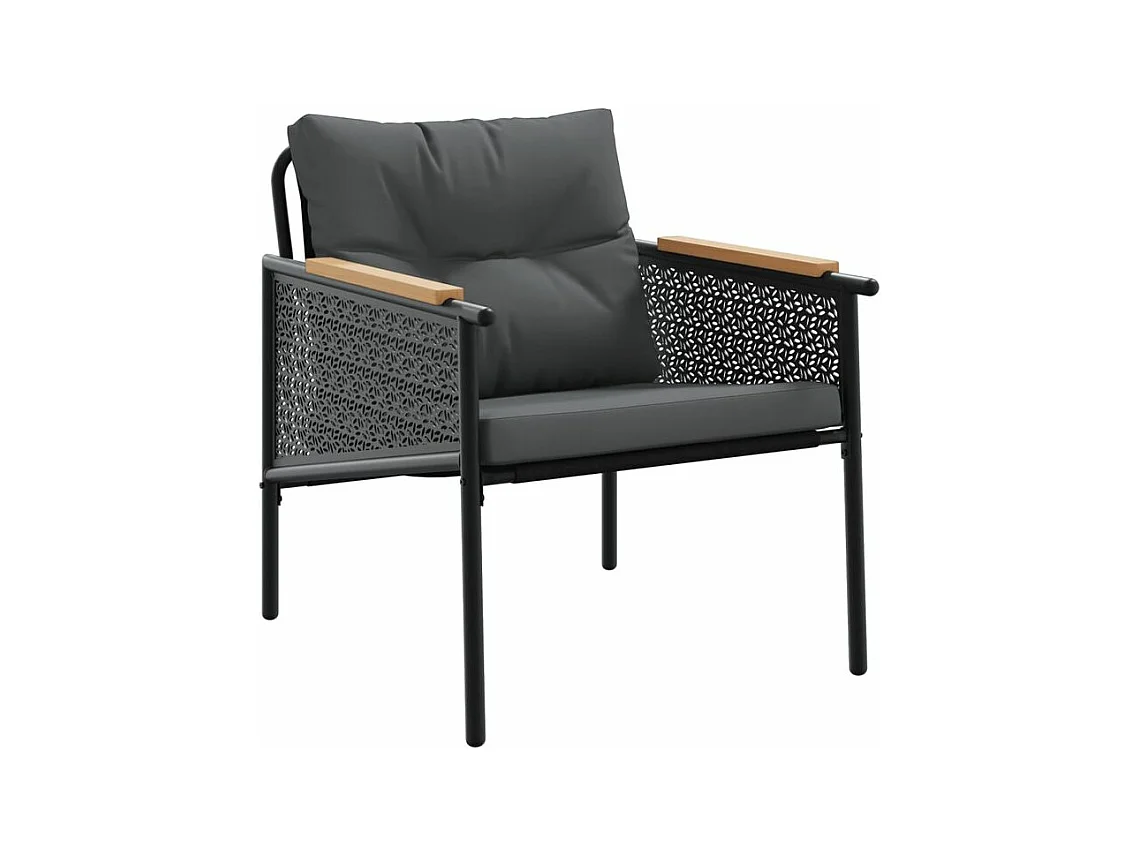 Ensemble de meubles de balcon avec coussins 5 pcs noir acier