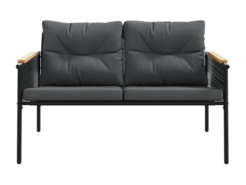 Ensemble de meubles de balcon avec coussins 5 pcs noir acier