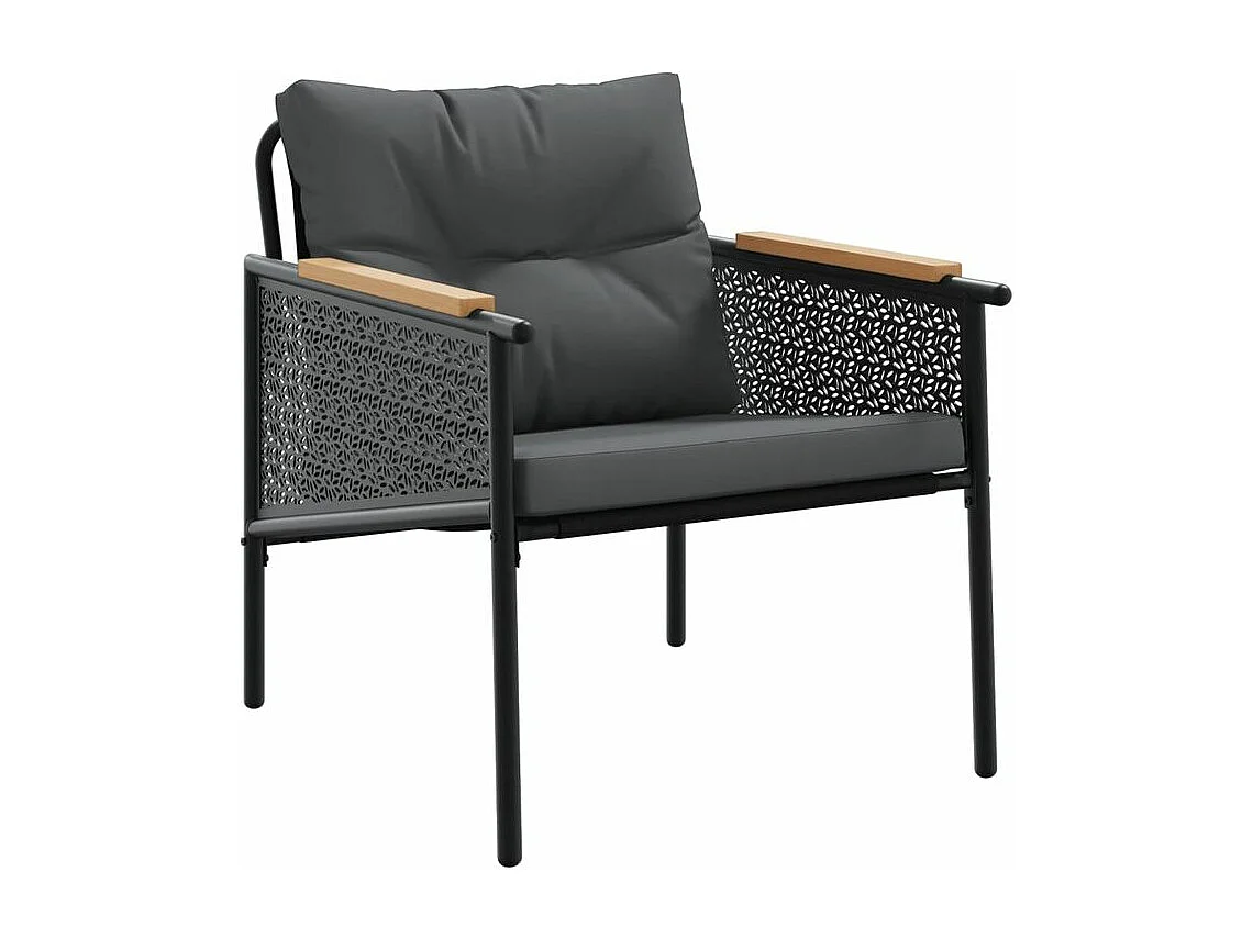 Ensemble de meubles de balcon avec coussins 5 pcs noir acier