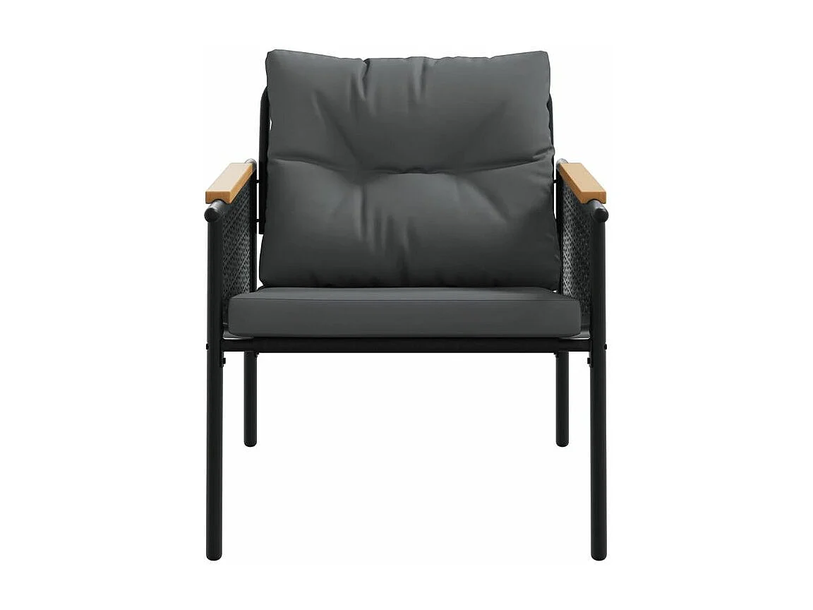 Ensemble de meubles de balcon avec coussins 5 pcs noir acier