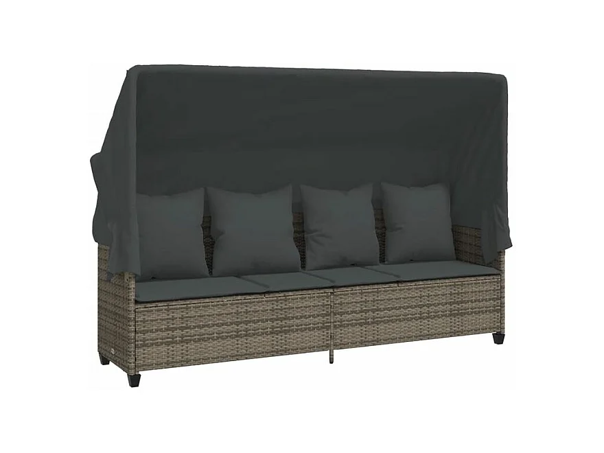 Salon de jardin 5 pcs avec coussins gris résine tressée