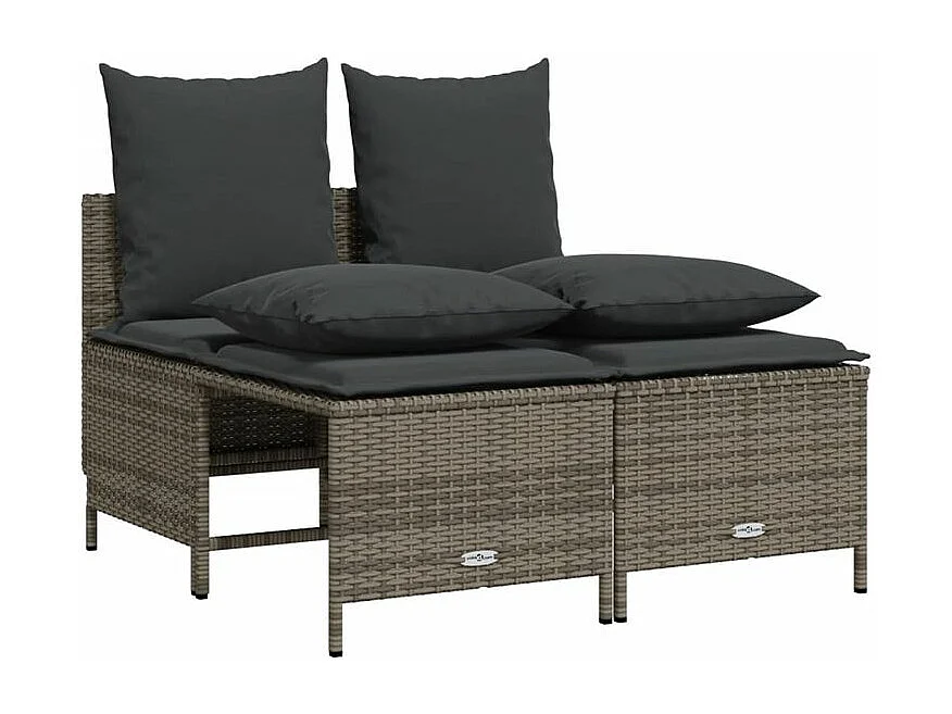 Salon de jardin 5 pcs avec coussins gris résine tressée